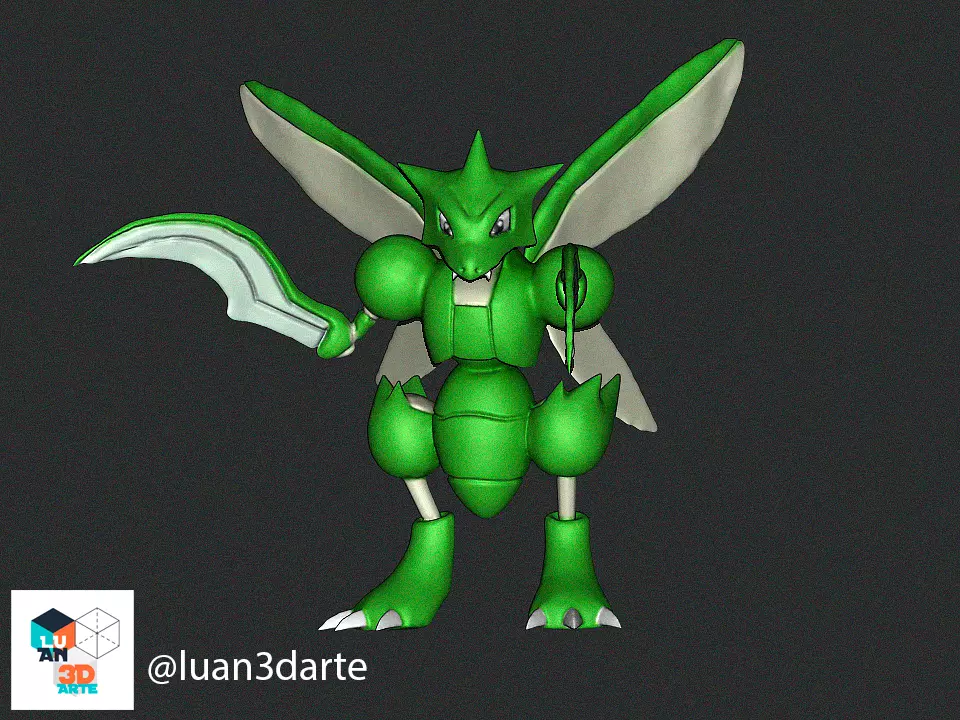 Scyther 3D Model pokemon 3D print model_0