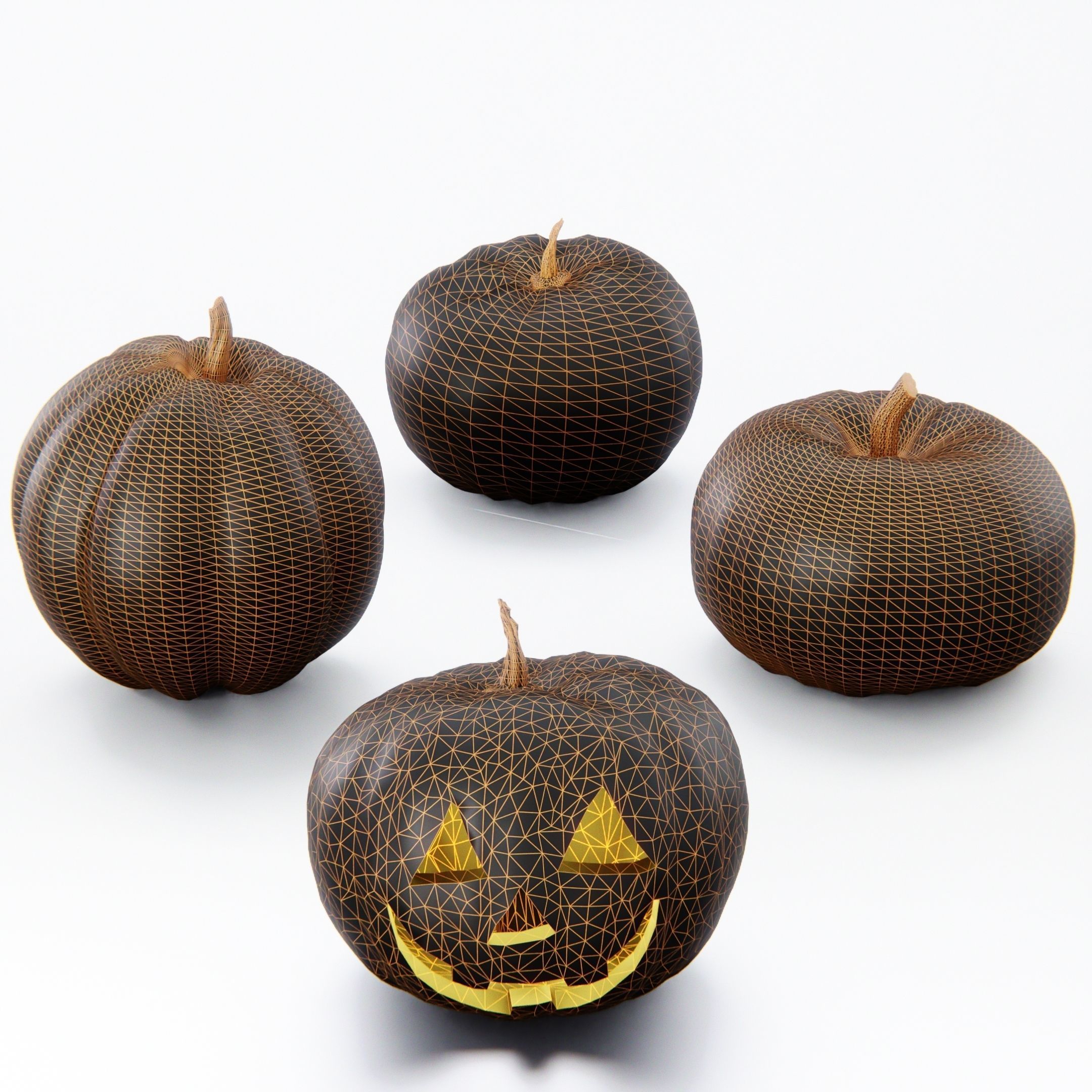 Pumpkin Pack Low-poly 3D model_1