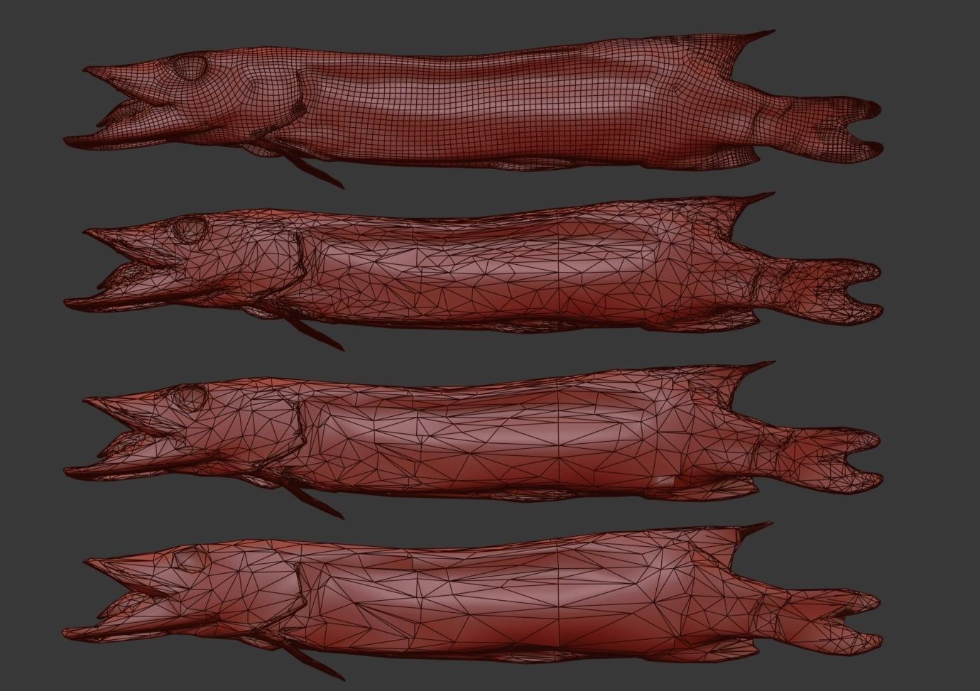 Pike cold smoked Low-poly 3D model_10