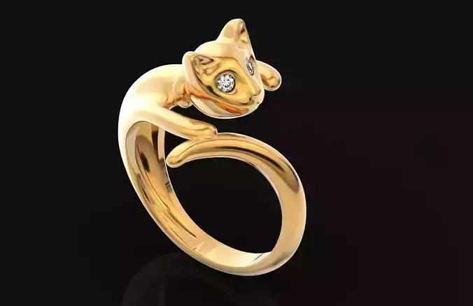 cat ring with stones  682