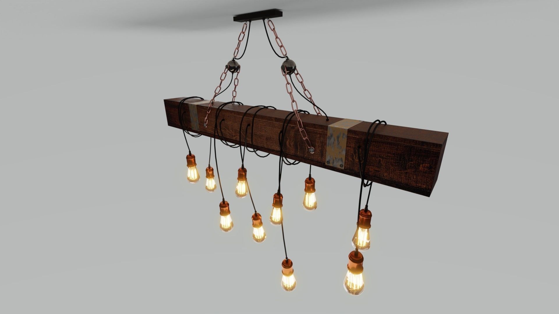 Wooden Chandelier 3D model_13