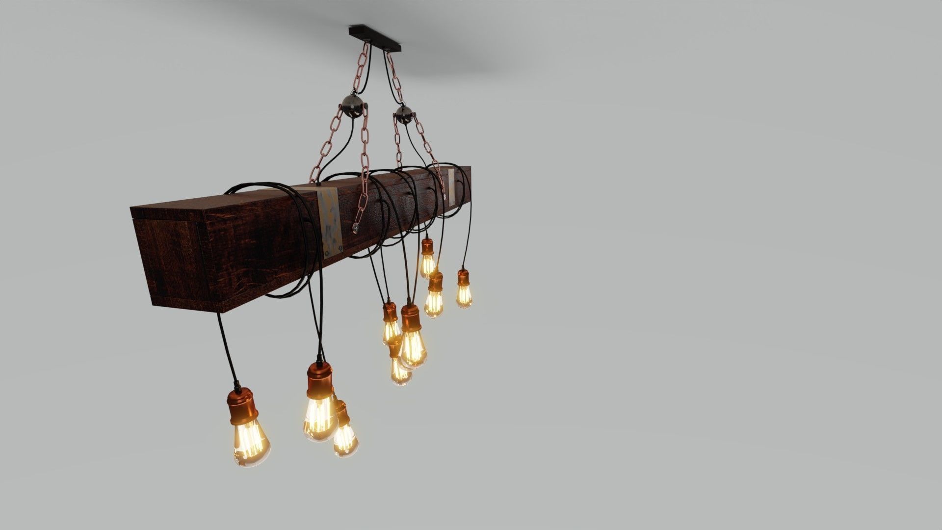 Wooden Chandelier 3D model_16