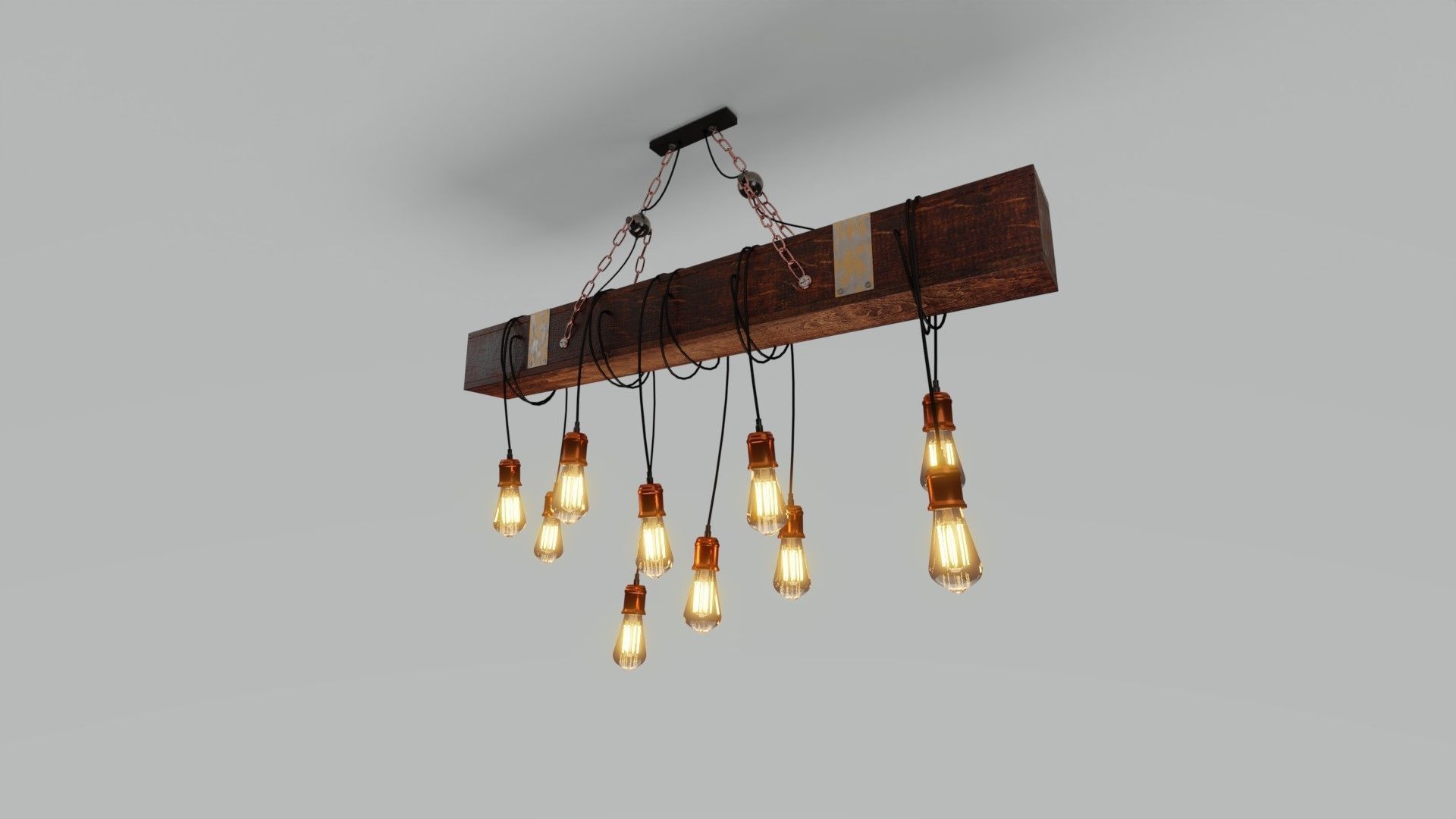 Wooden Chandelier 3D model_23