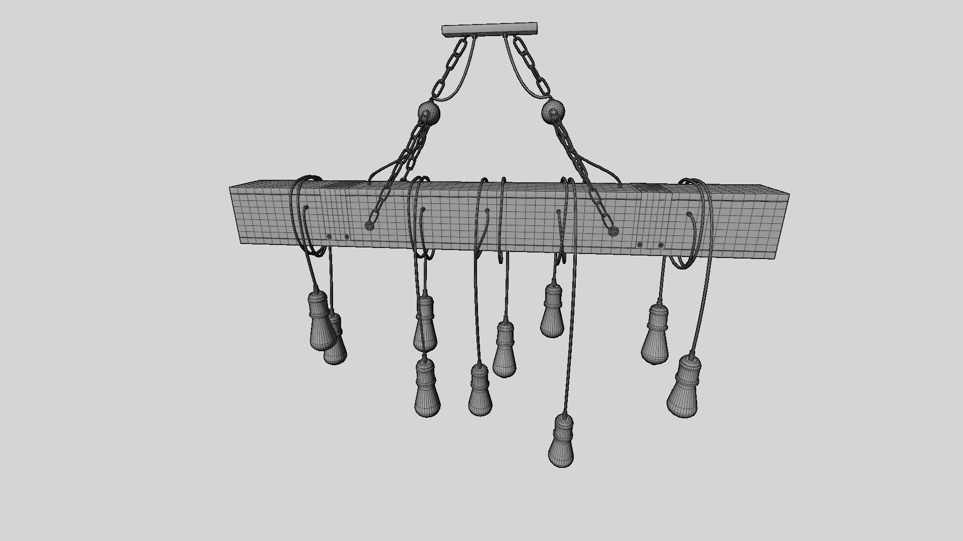 Wooden Chandelier 3D model_28