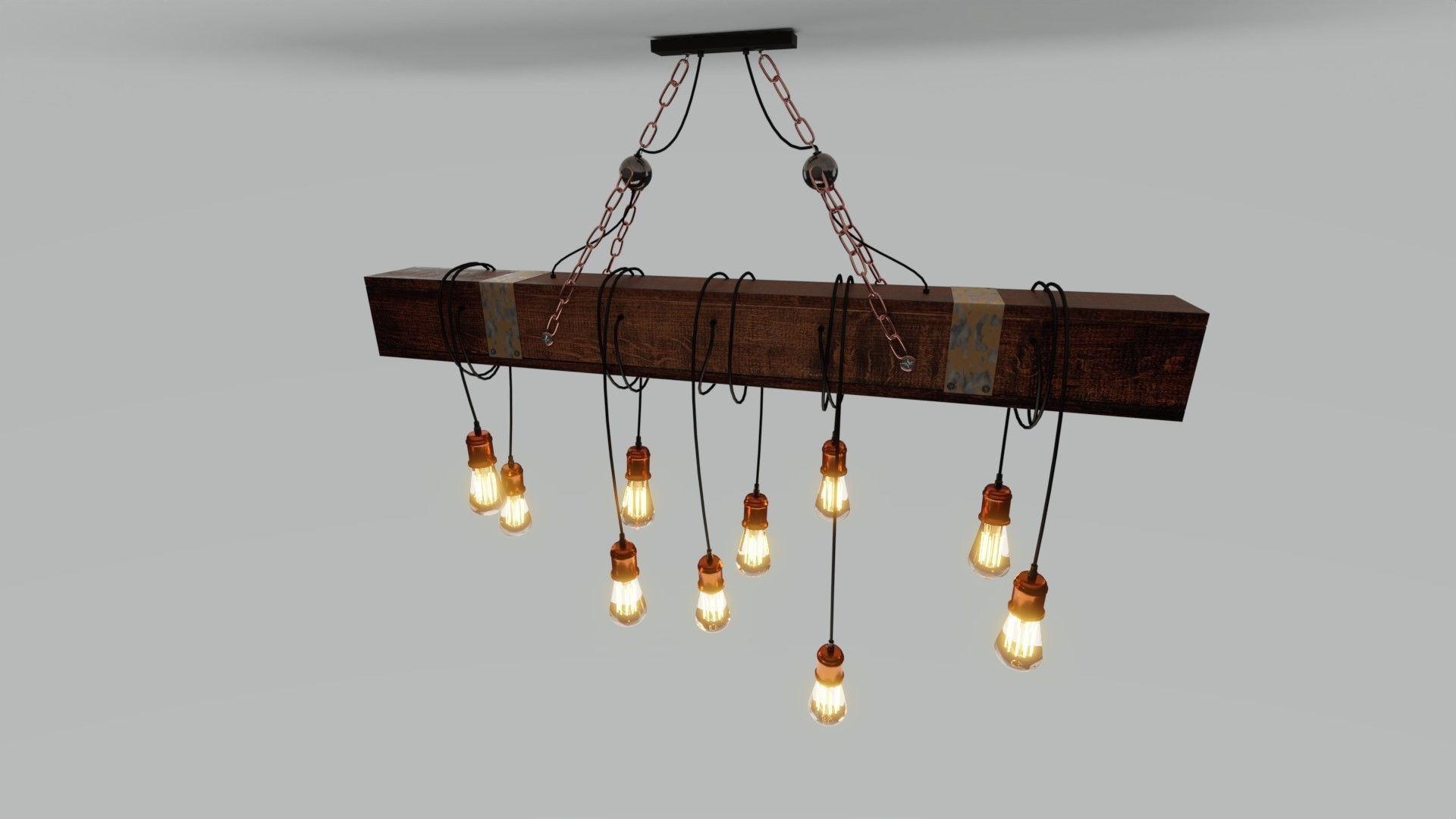 Wooden Chandelier 3D model_12