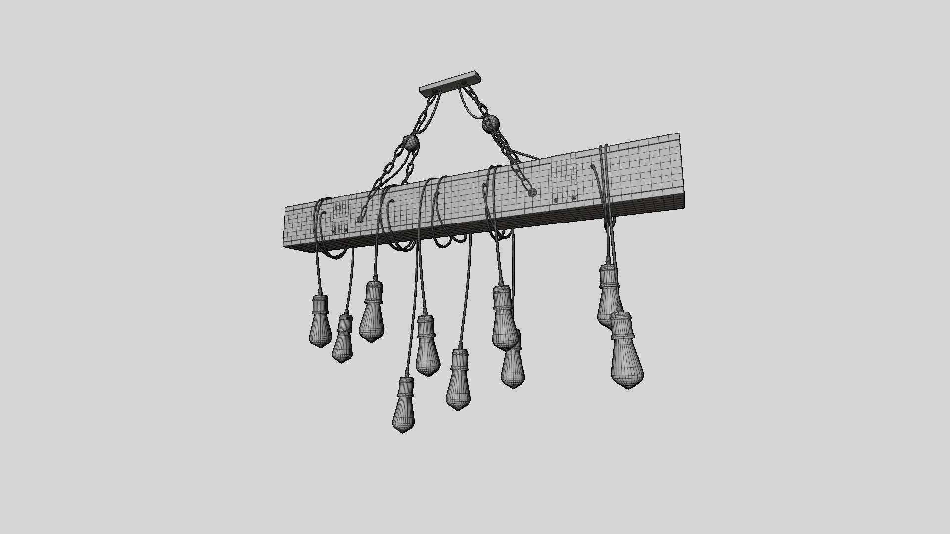 Wooden Chandelier 3D model_30