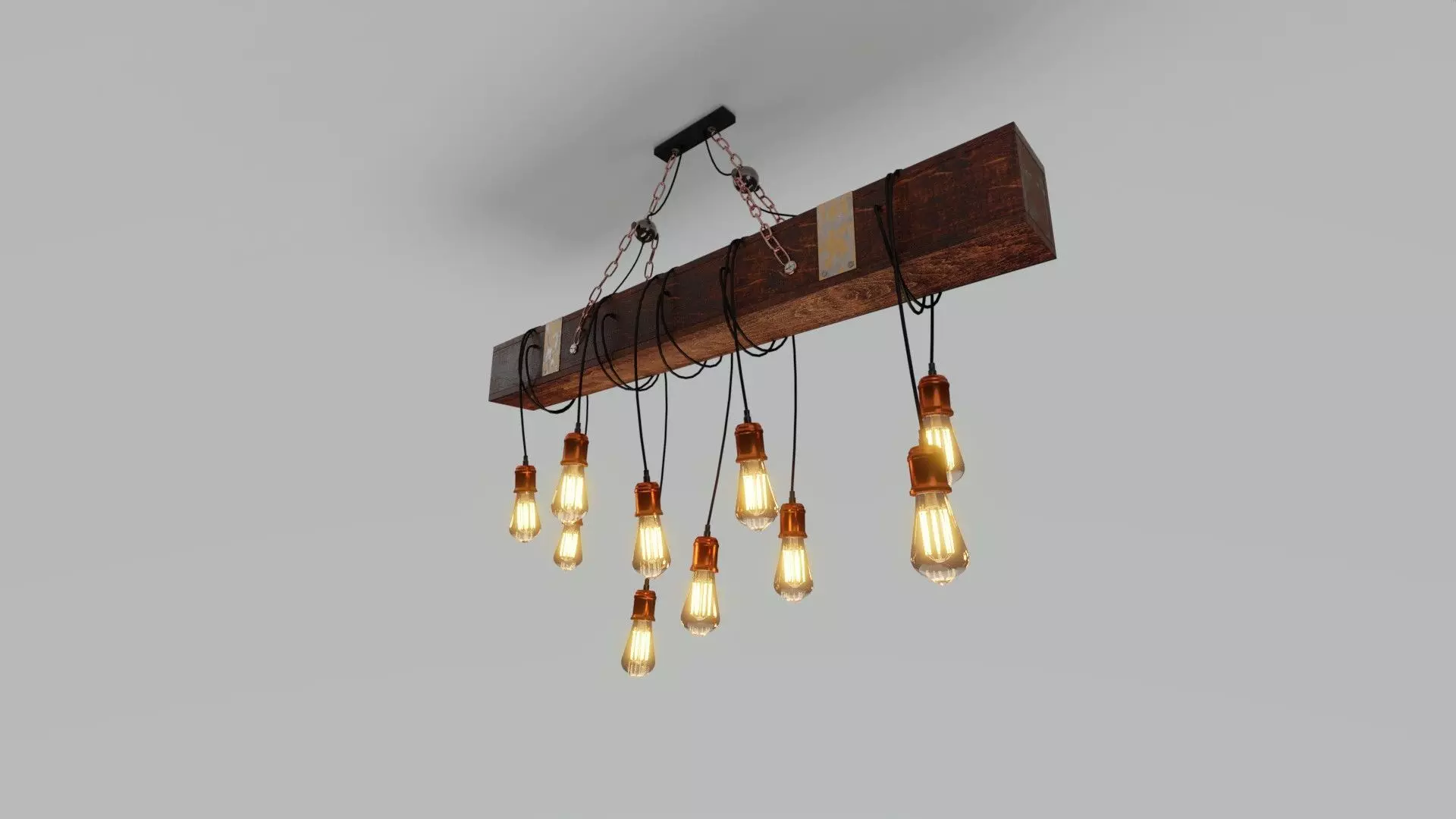 Wooden Chandelier 3D model_0