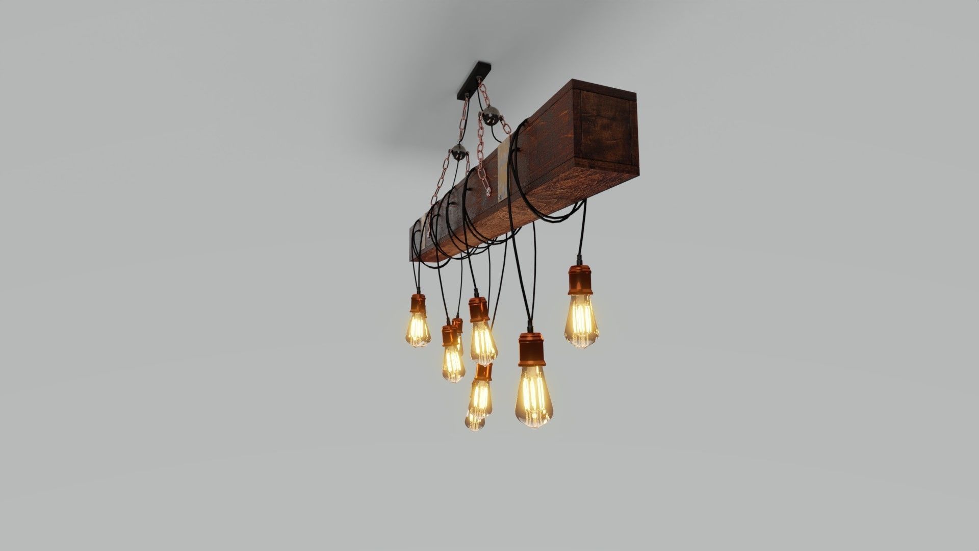 Wooden Chandelier 3D model_5