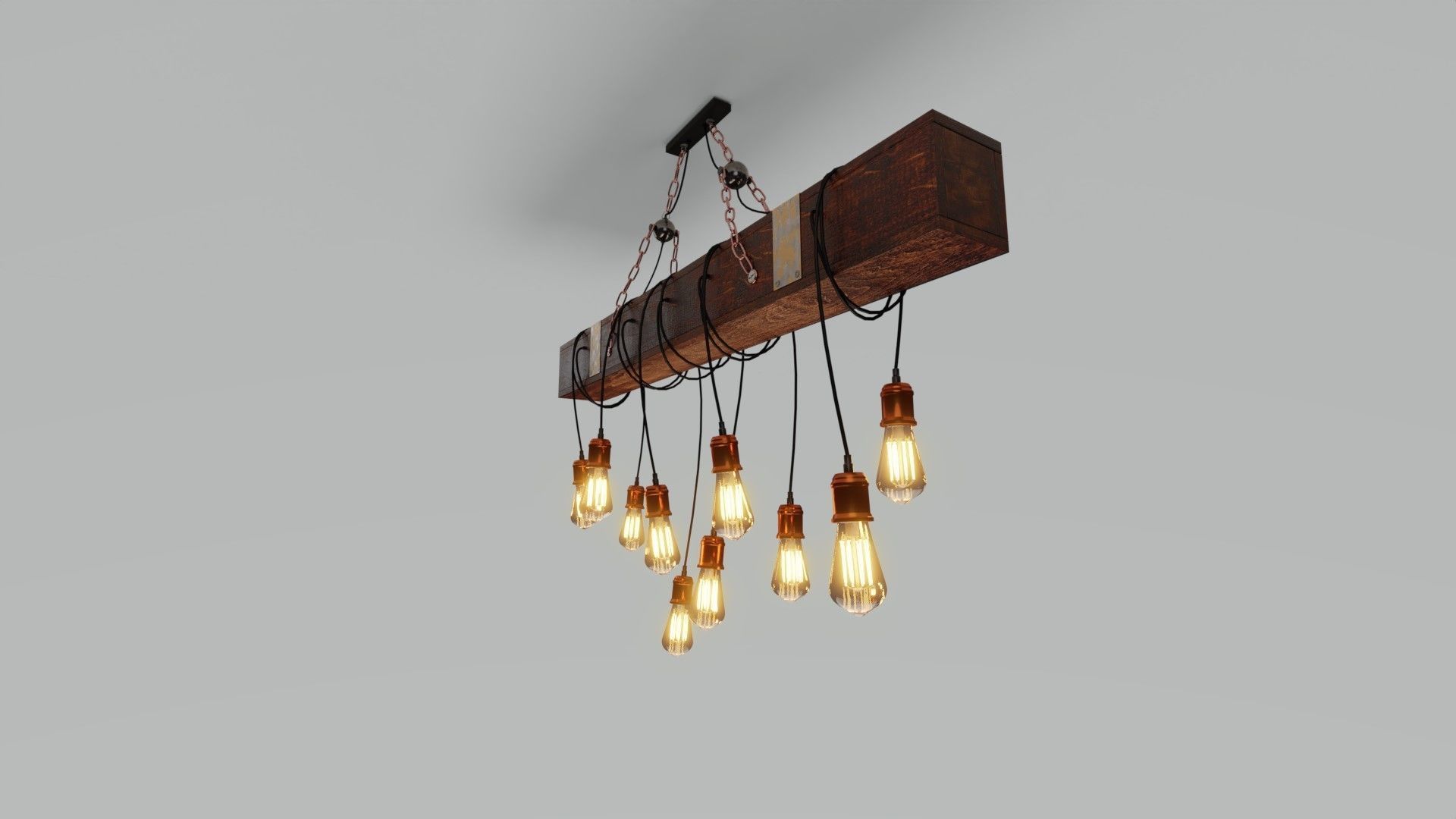 Wooden Chandelier 3D model_4