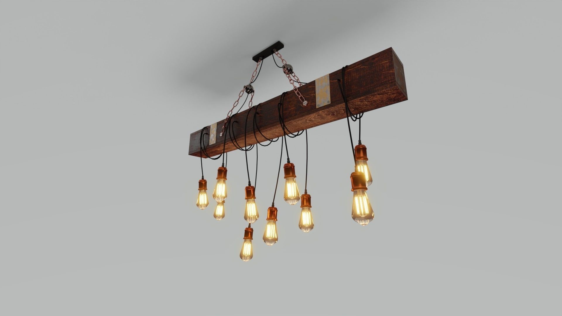 Wooden Chandelier 3D model_25