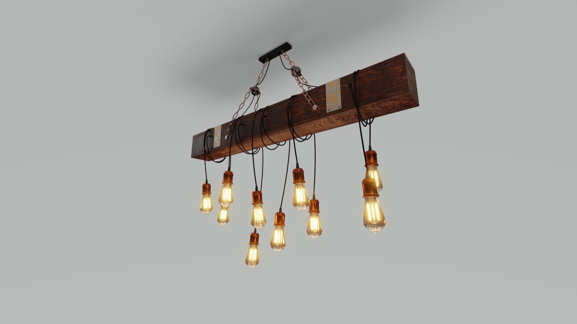 Wooden Chandelier 3D model_24