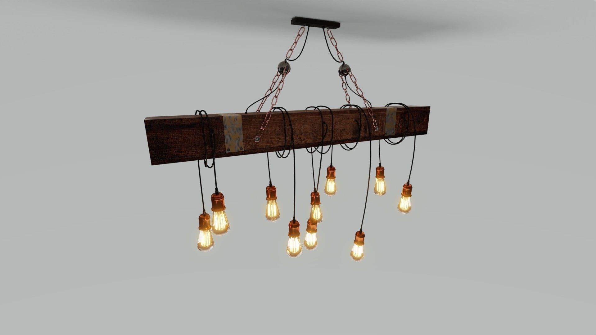 Wooden Chandelier 3D model_10