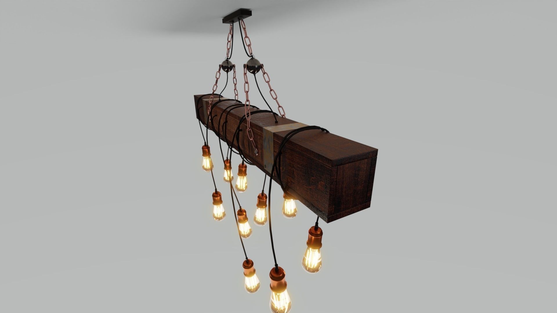 Wooden Chandelier 3D model_14