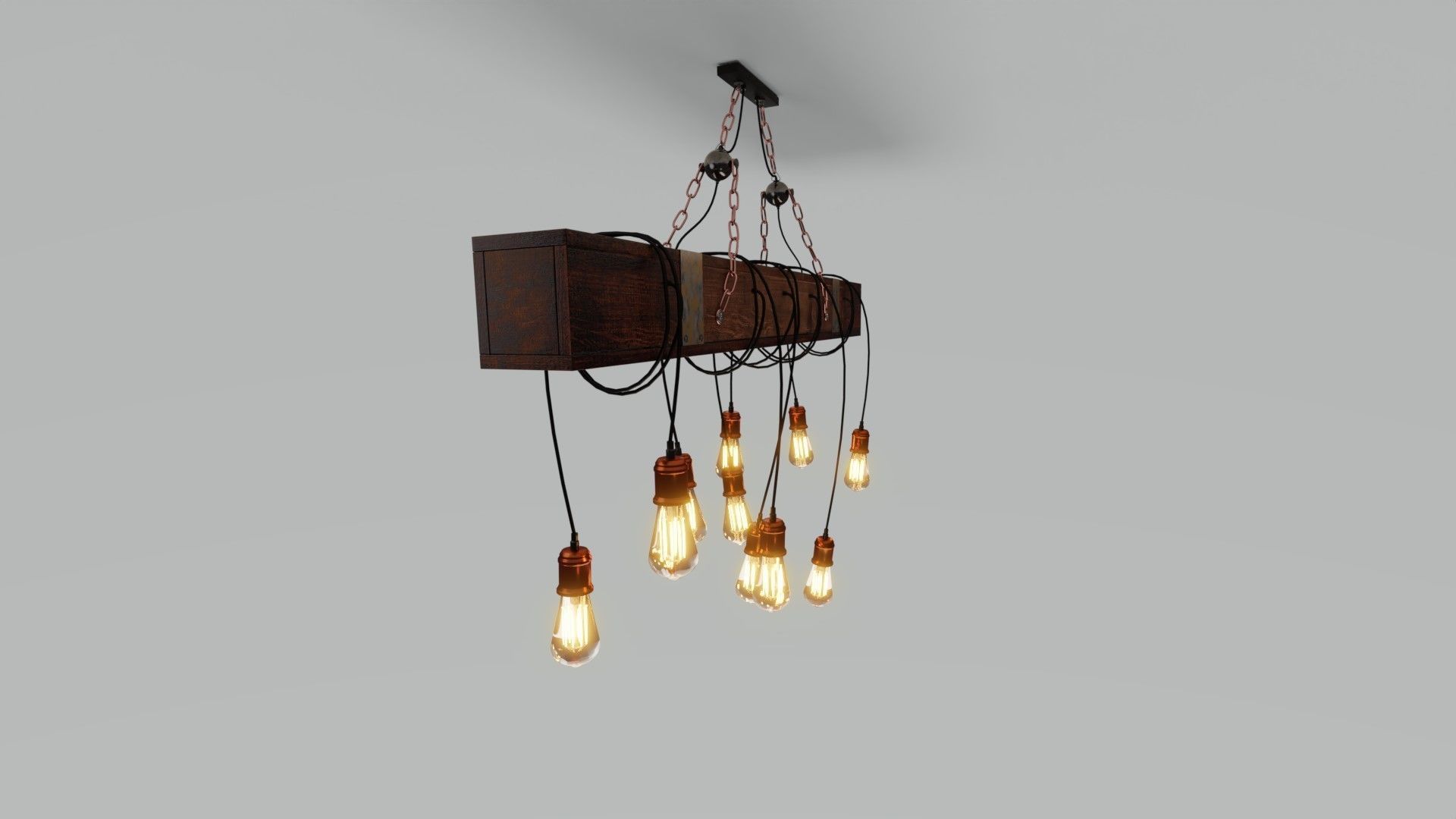 Wooden Chandelier 3D model_8