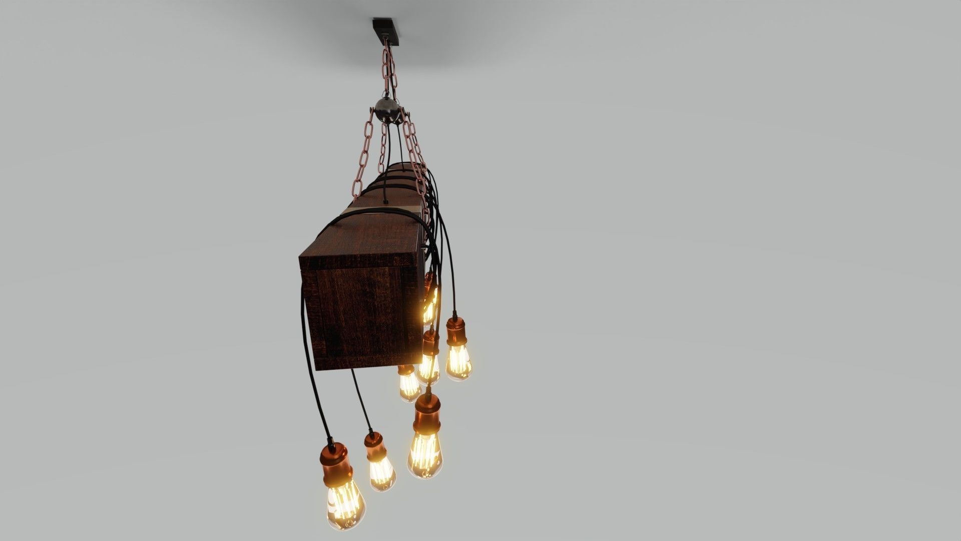 Wooden Chandelier 3D model_15