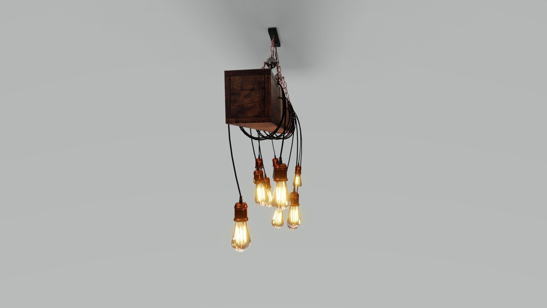 Wooden Chandelier 3D model_7