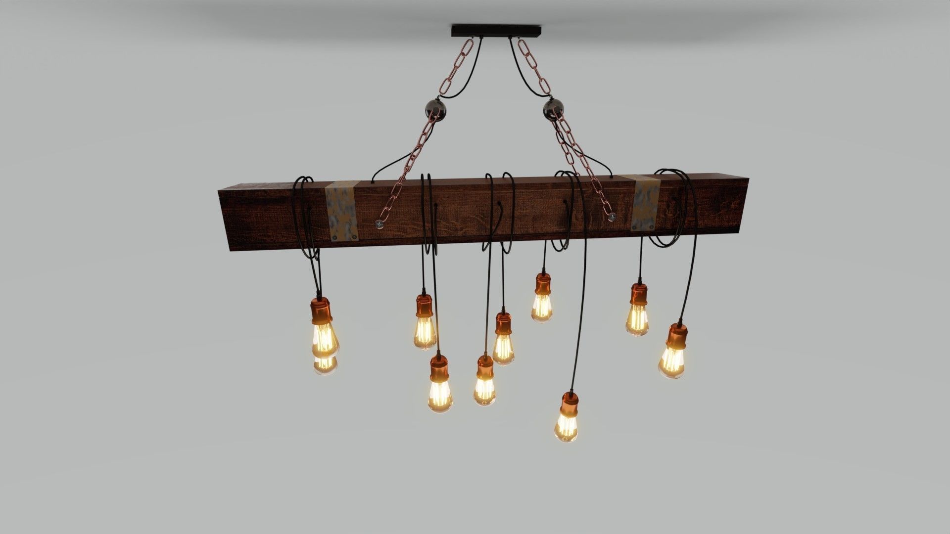 Wooden Chandelier 3D model_11