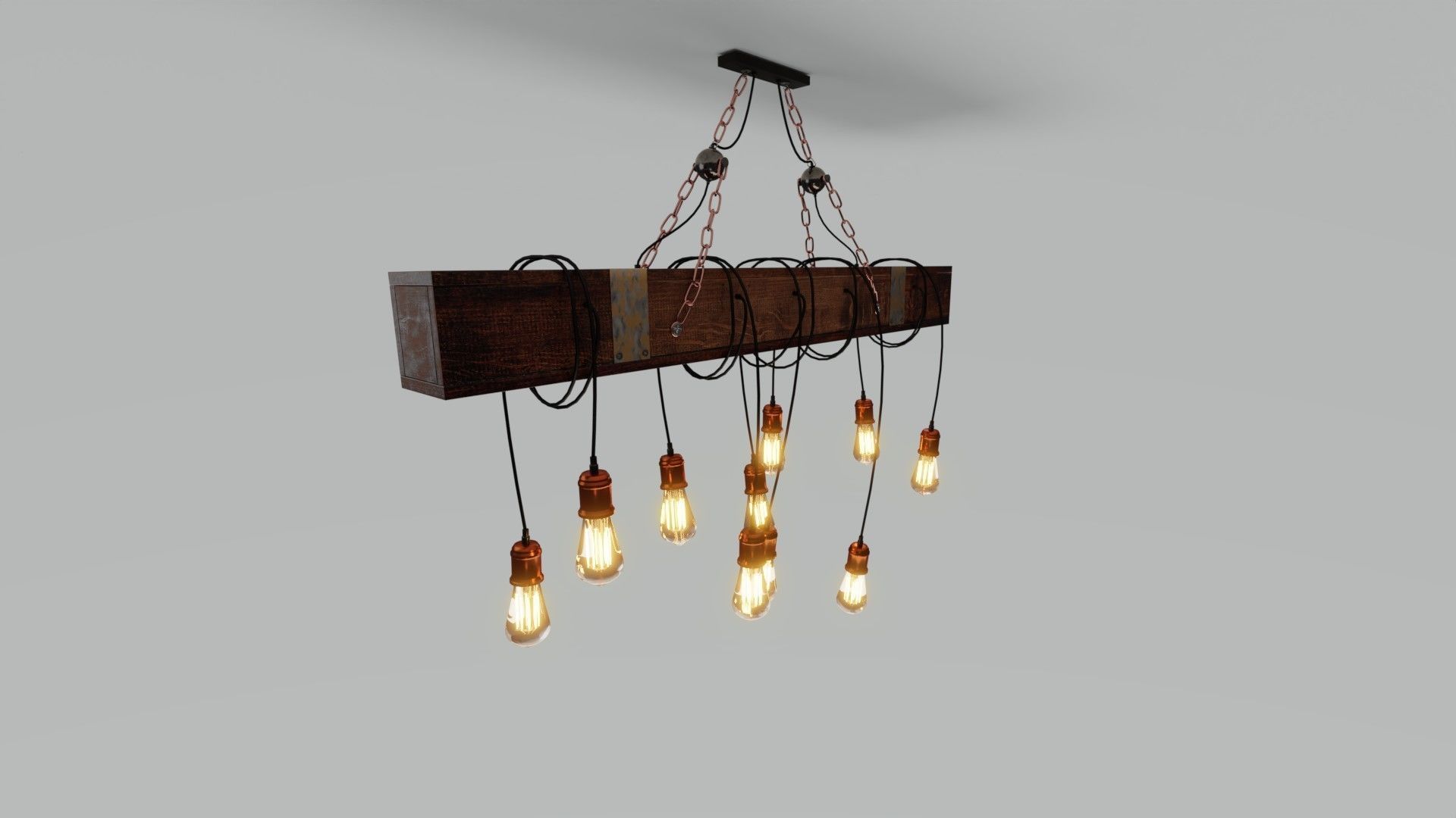 Wooden Chandelier 3D model_9