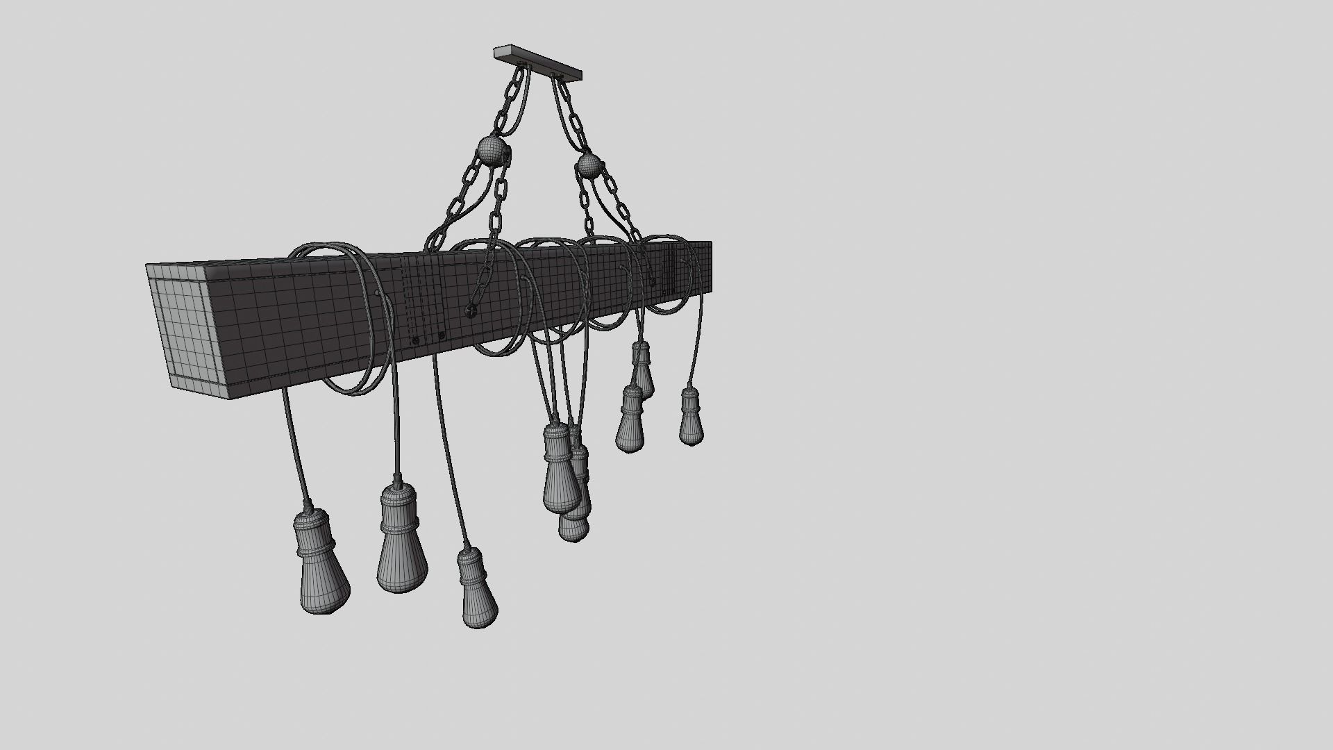 Wooden Chandelier 3D model_29