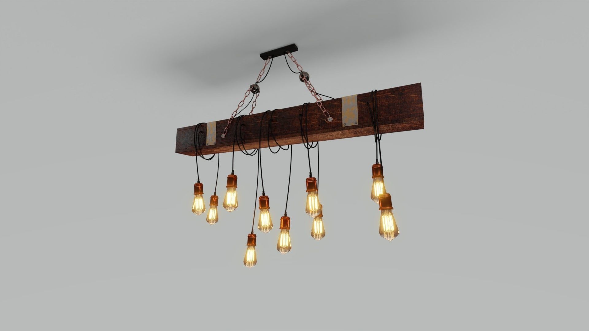 Wooden Chandelier 3D model_22