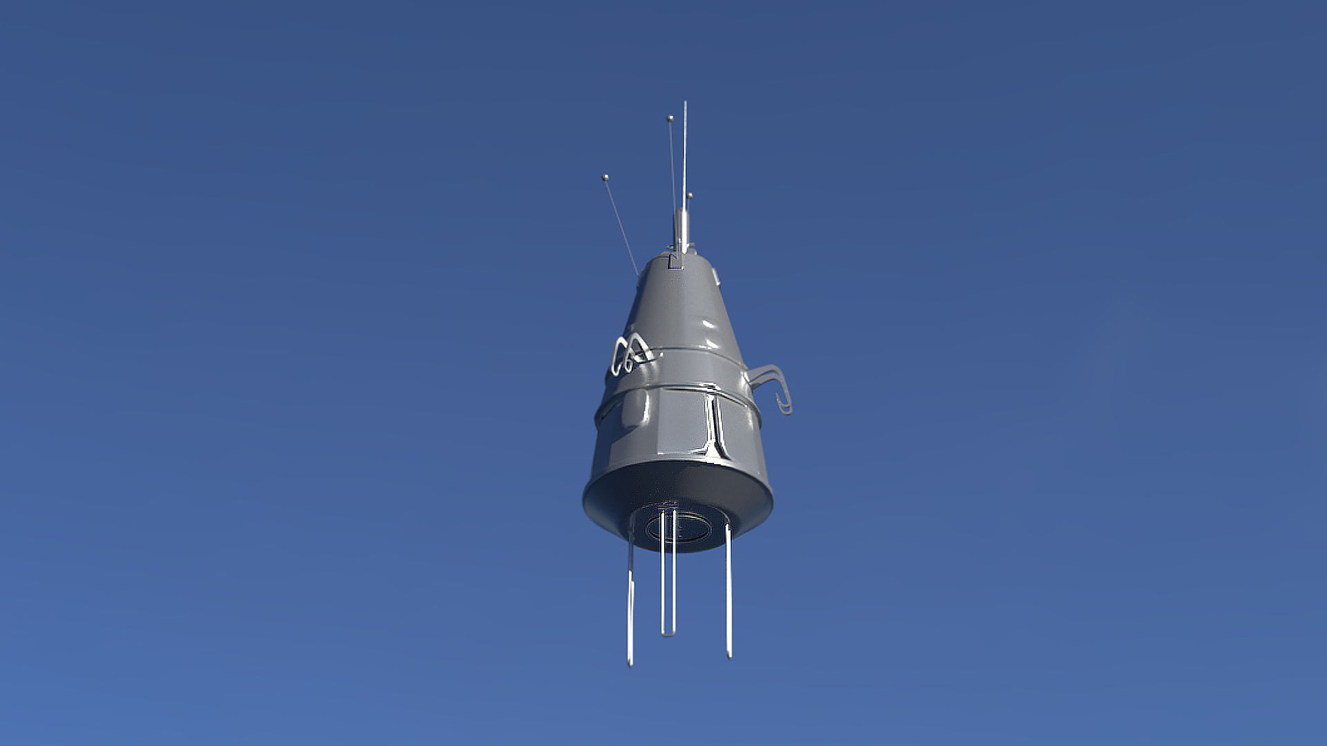 Sputnik 3 spacecraft flying in sky Low-poly 3D model_2