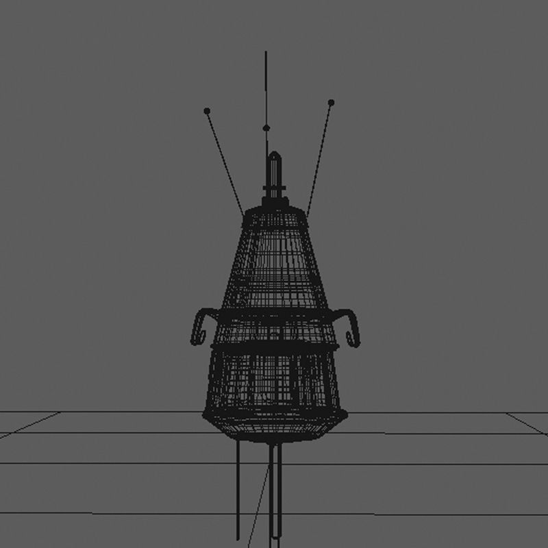 Sputnik 3 spacecraft flying in sky Low-poly 3D model_4