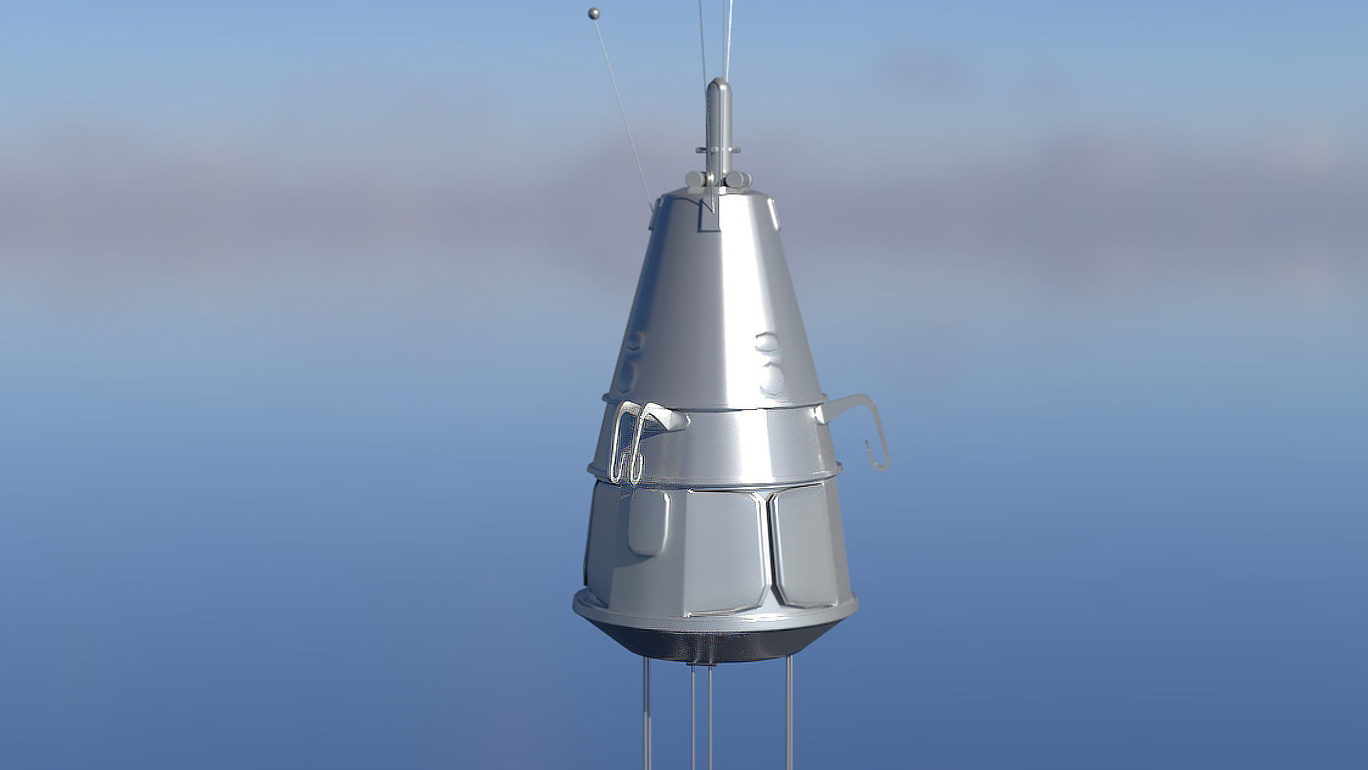 Sputnik 3 spacecraft flying in sky Low-poly 3D model_5