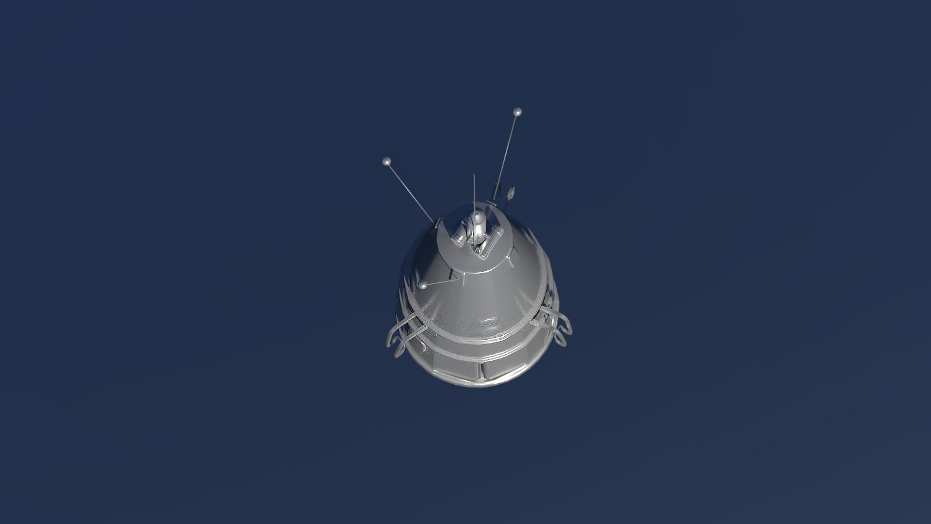 Sputnik 3 spacecraft flying in sky Low-poly 3D model_3