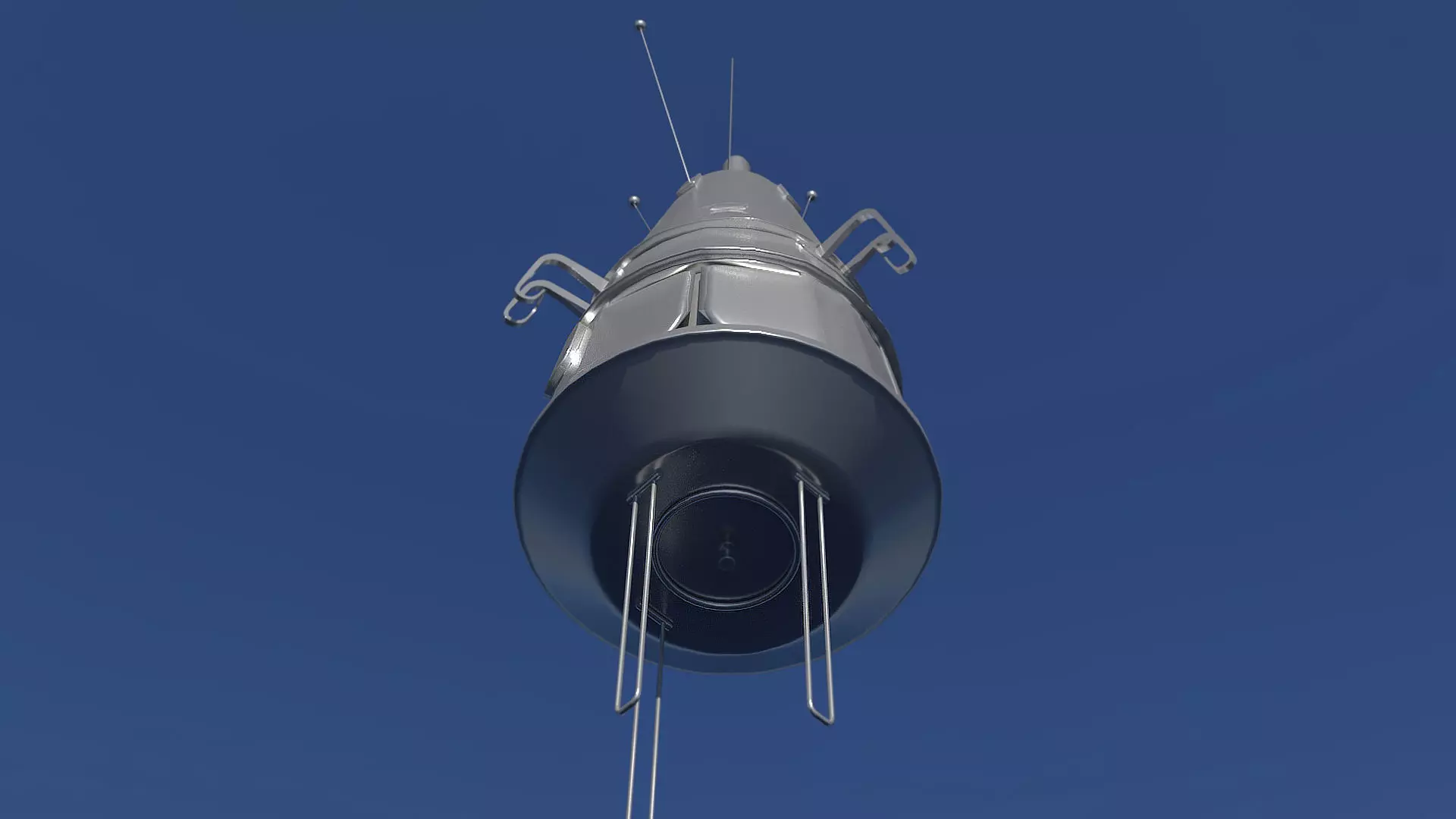 Sputnik 3 spacecraft flying in sky Low-poly 3D model_0
