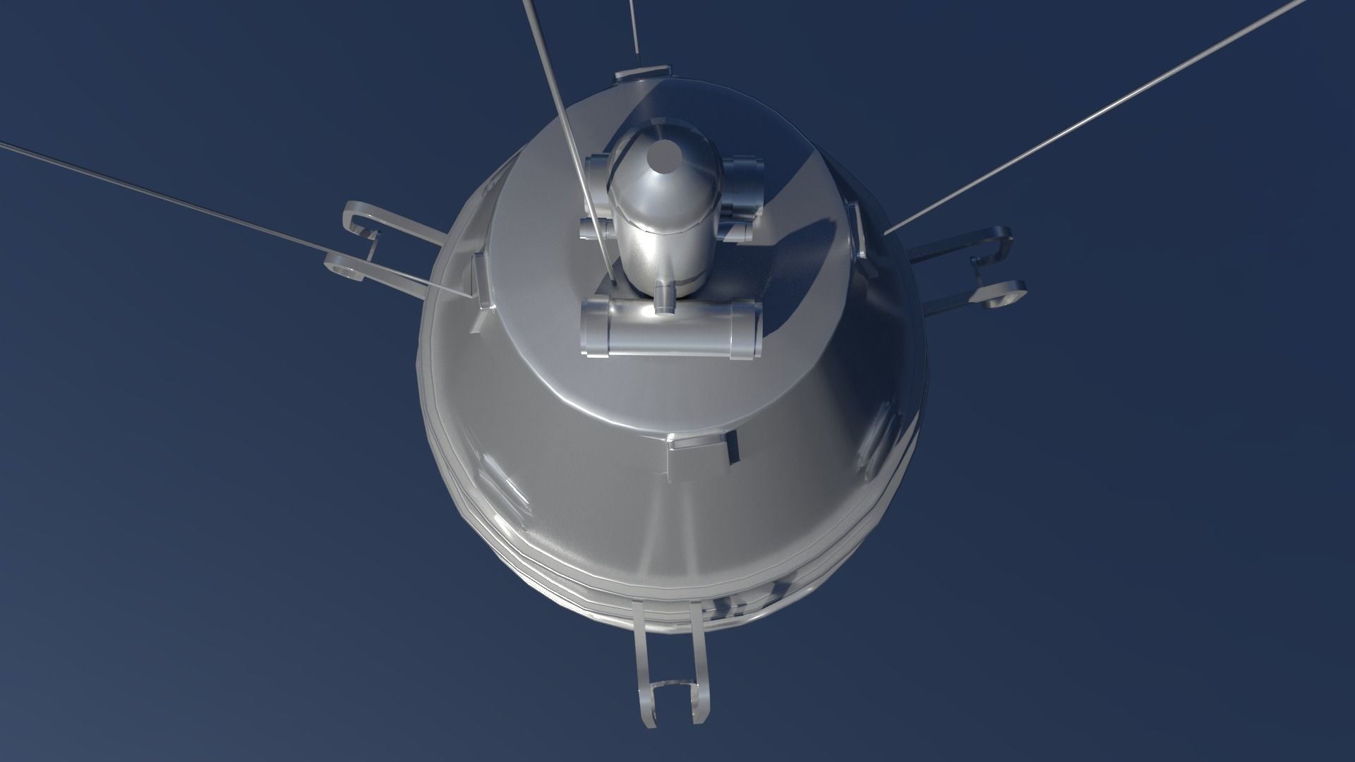 Sputnik 3 spacecraft flying in sky Low-poly 3D model_6