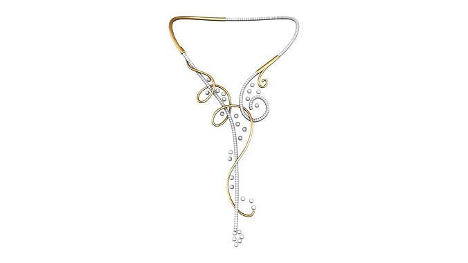 Gold Silver Mix Elegant Necklace Low-poly 3D model