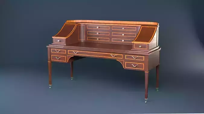 20th Century Edwardian English Mahogany Carlton House Desk 3D model