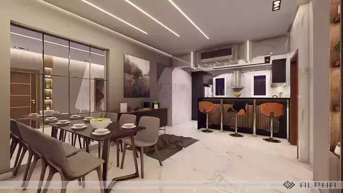 Modern Apartment Interior Scene