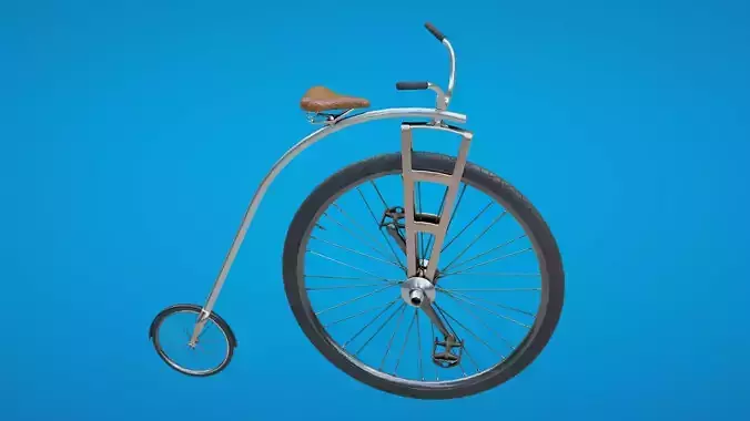 Velocipede bicycle with wooden handle Low-poly 3D model