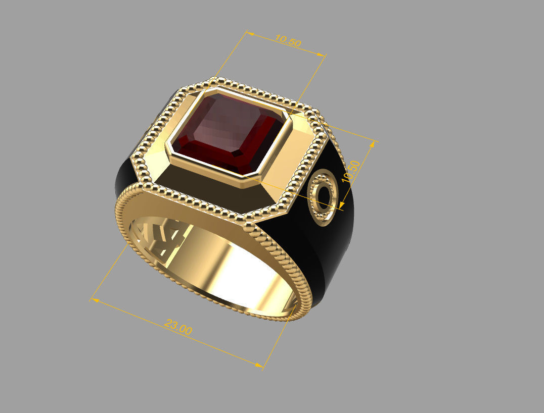 Ring with emerald stone 3D print model_27