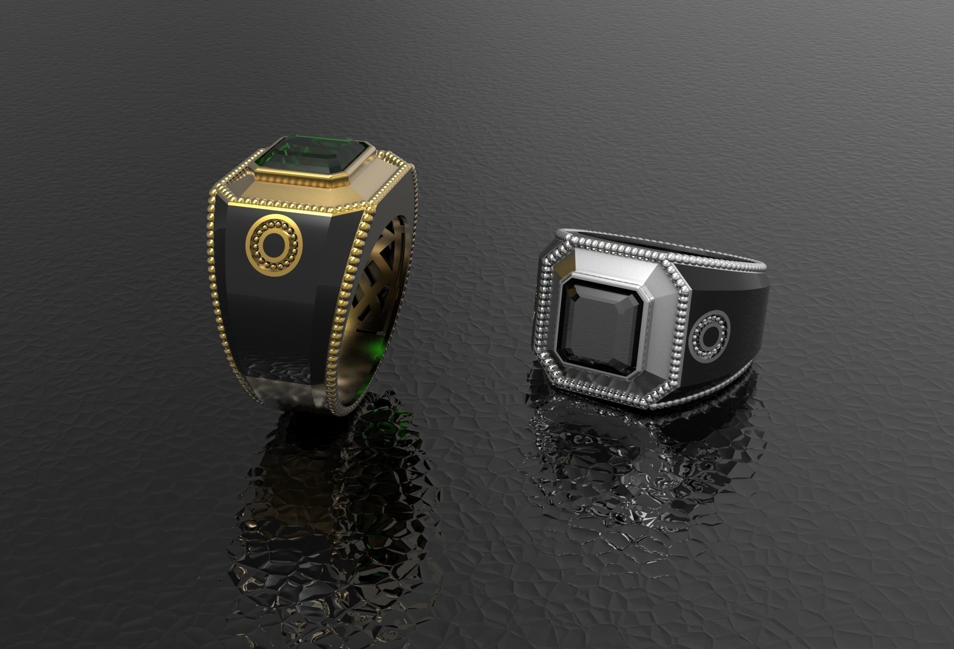 Ring with emerald stone 3D print model_7