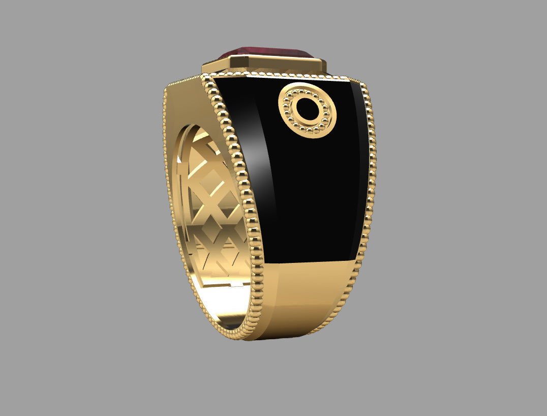 Ring with emerald stone 3D print model_13