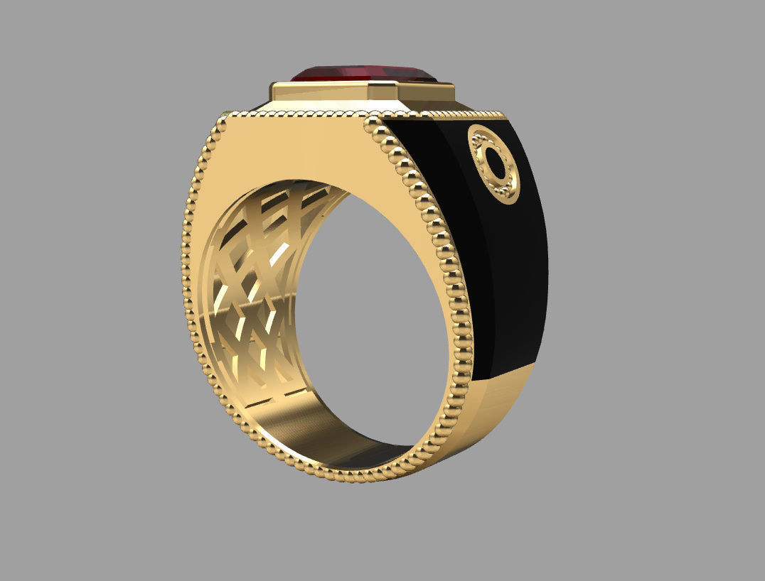 Ring with emerald stone 3D print model_20
