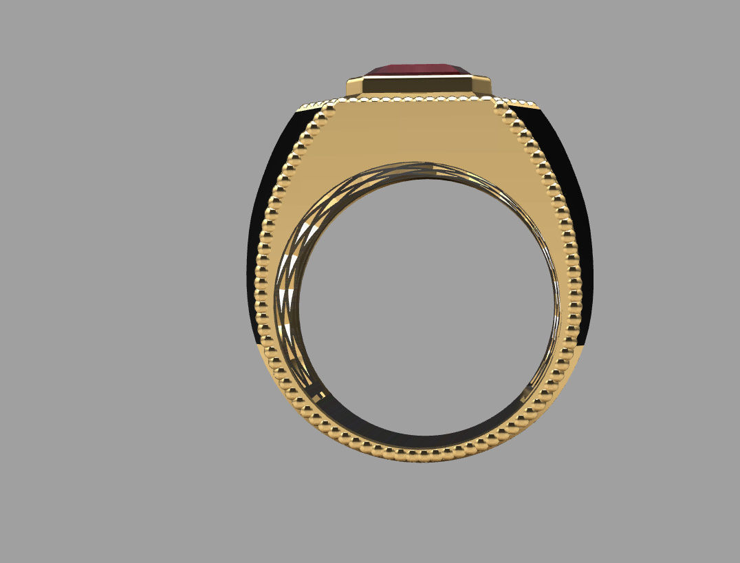 Ring with emerald stone 3D print model_15
