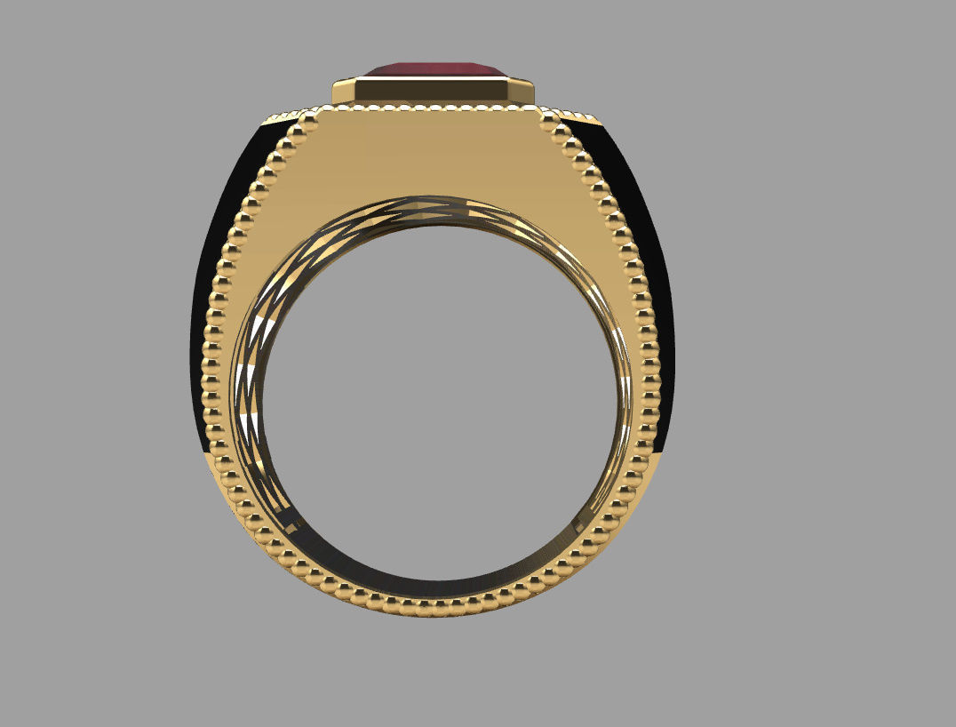 Ring with emerald stone 3D print model_10