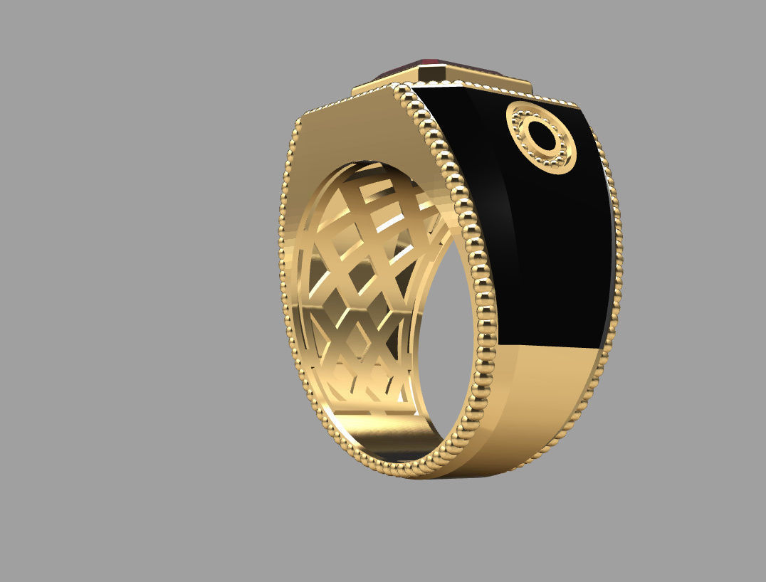Ring with emerald stone 3D print model_17