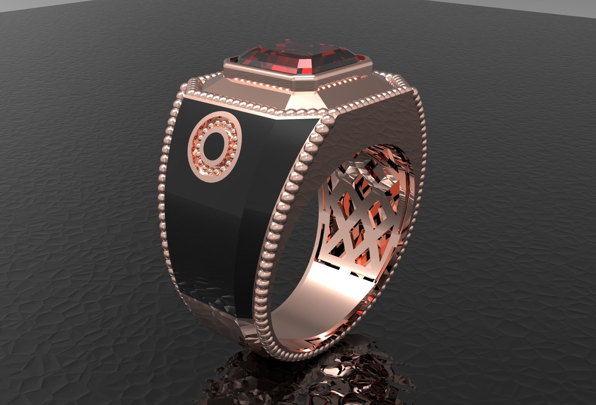 Ring with emerald stone 3D print model_1