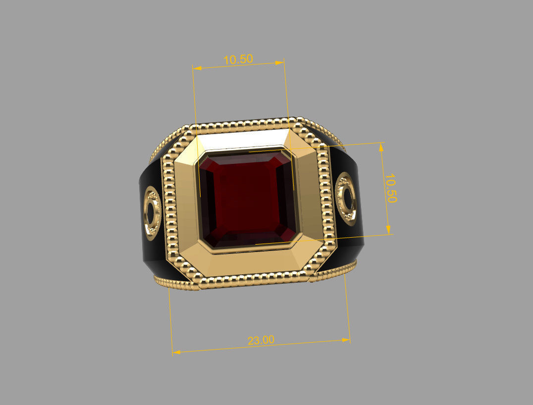 Ring with emerald stone 3D print model_28