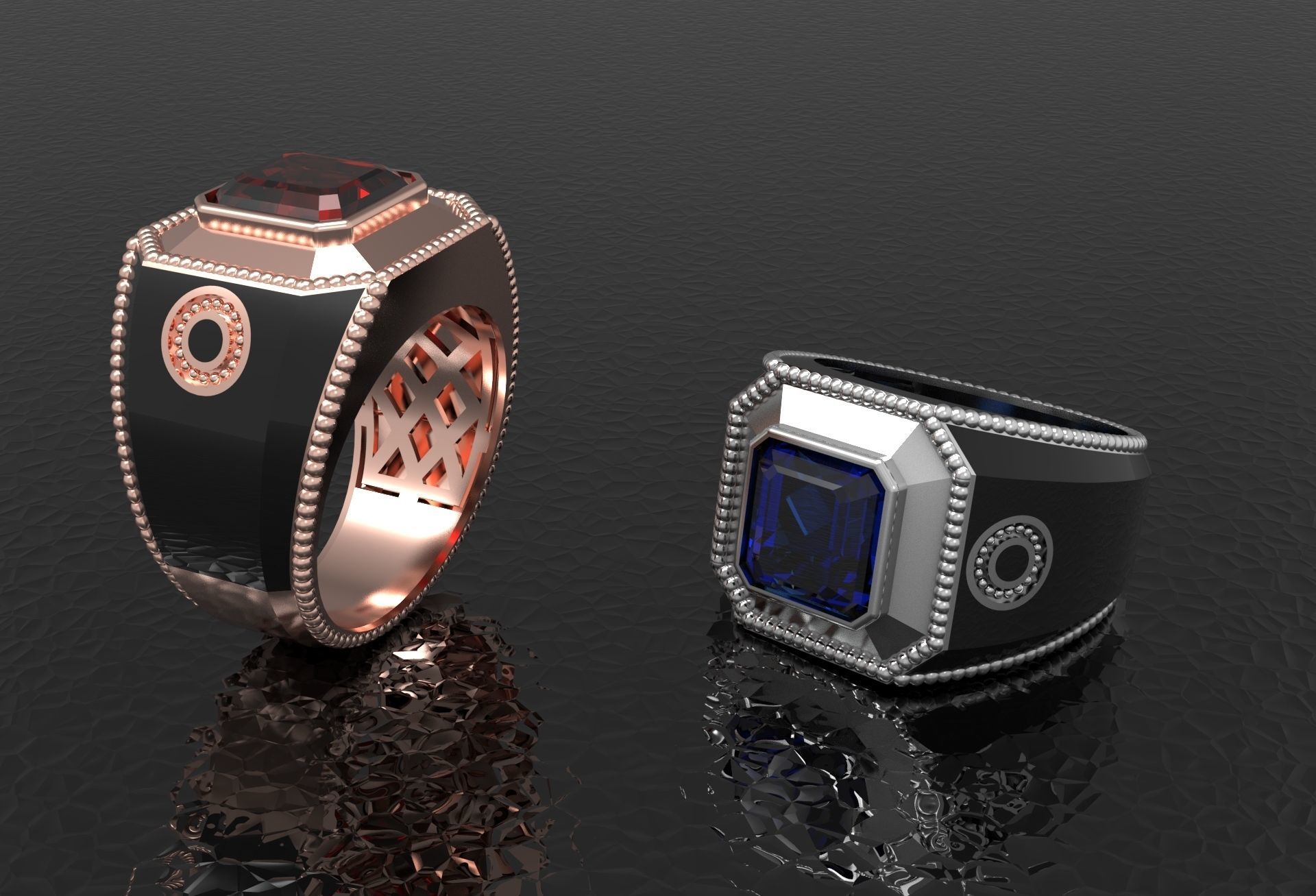 Ring with emerald stone 3D print model_5