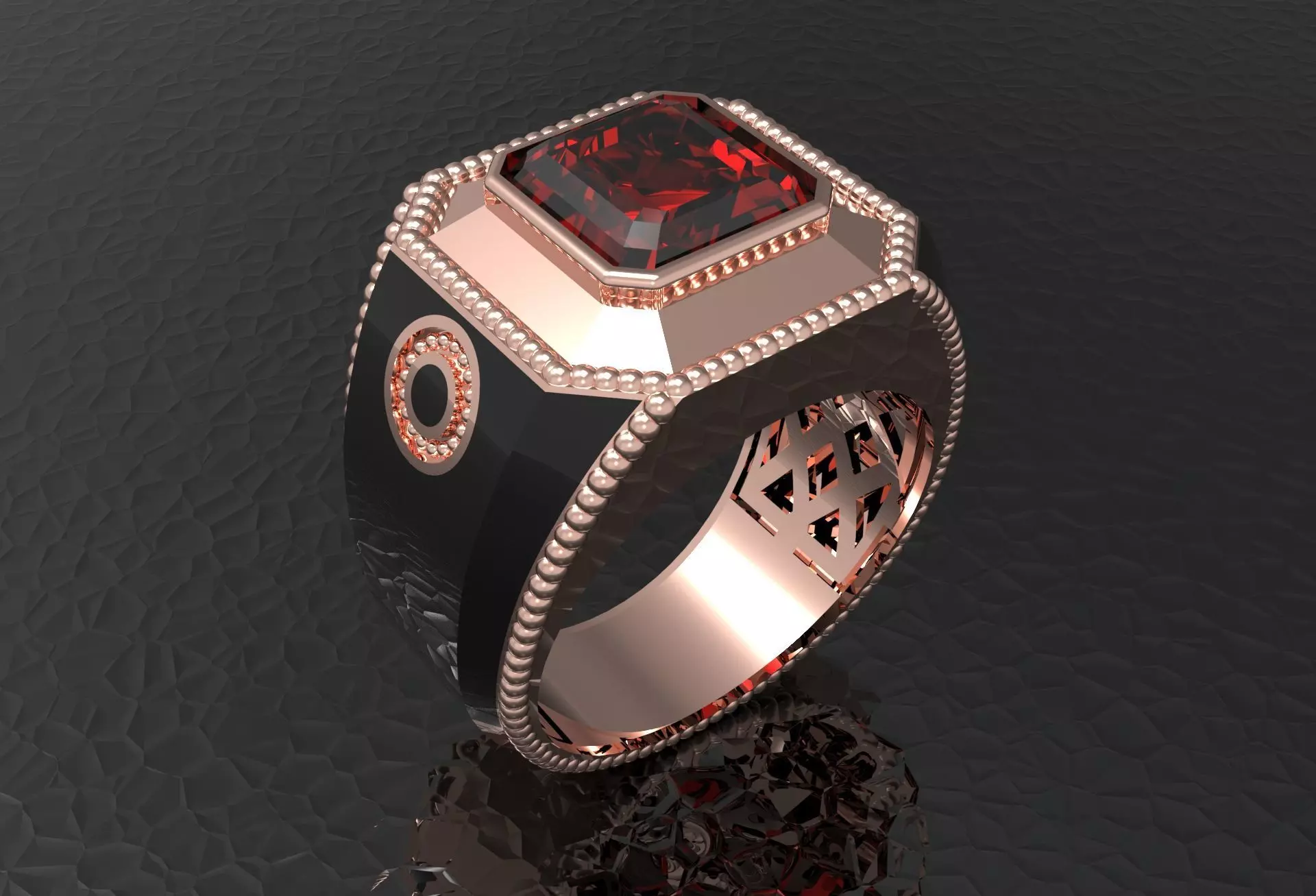 Ring with emerald stone 3D print model_0