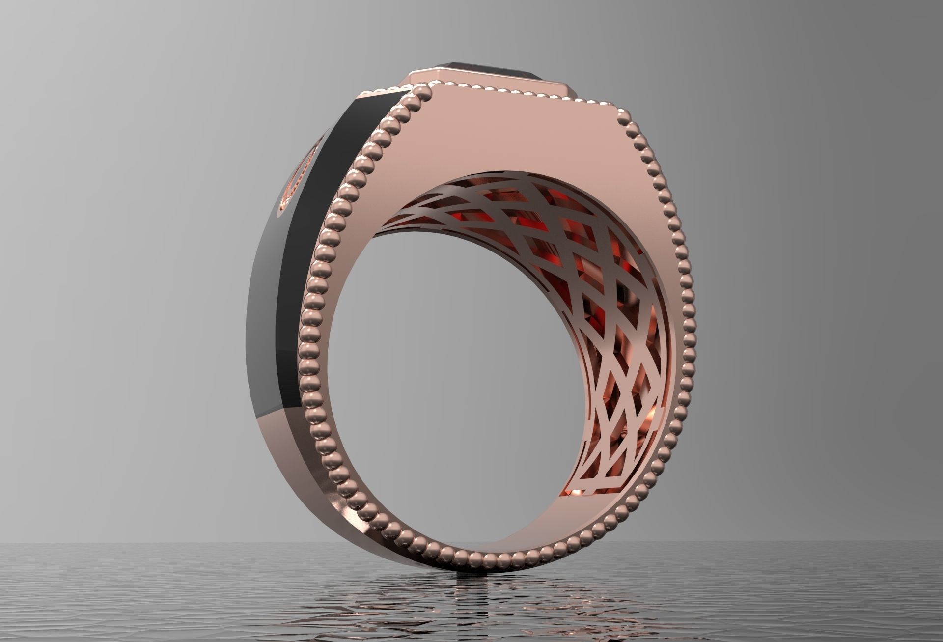 Ring with emerald stone 3D print model_4