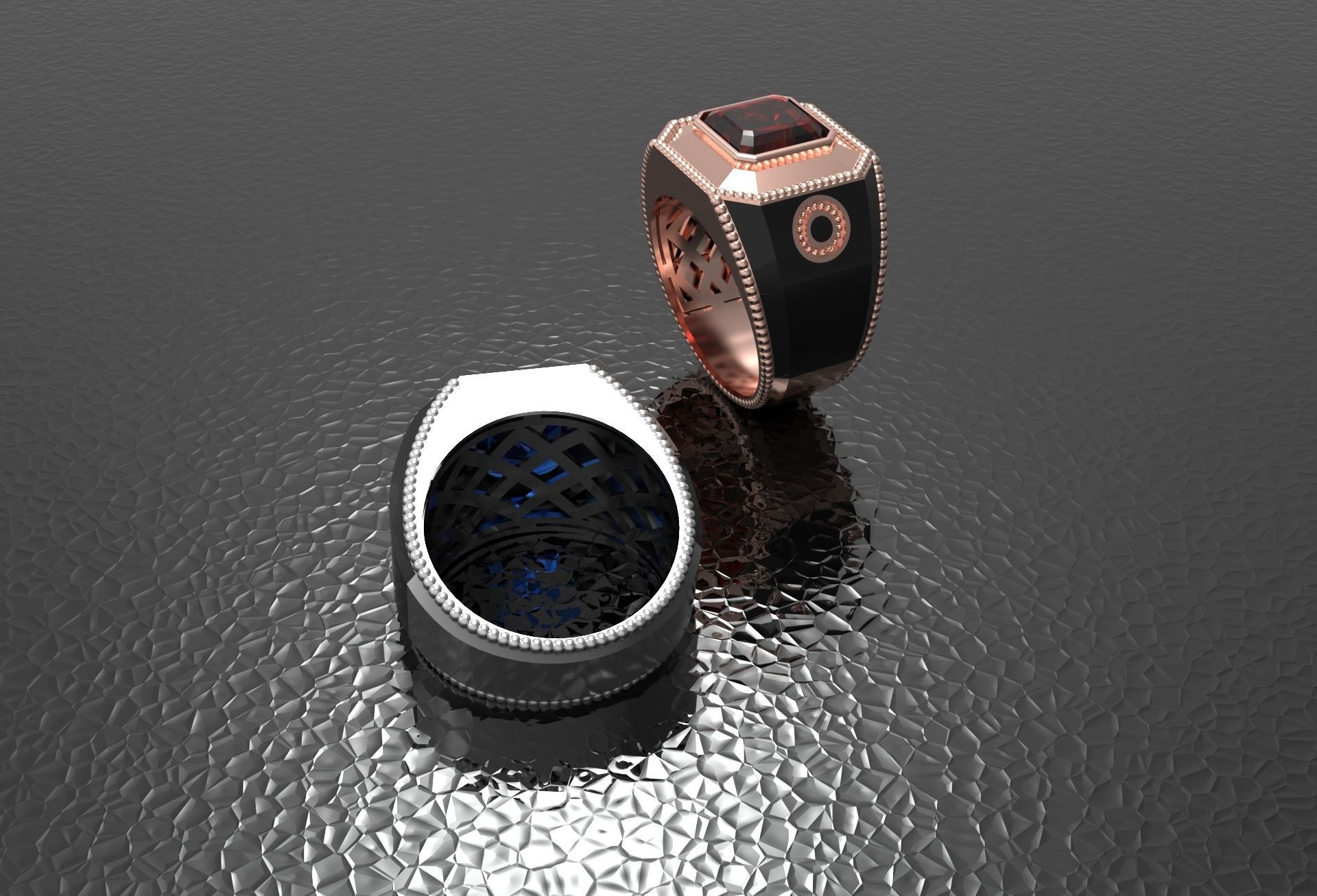 Ring with emerald stone 3D print model_6