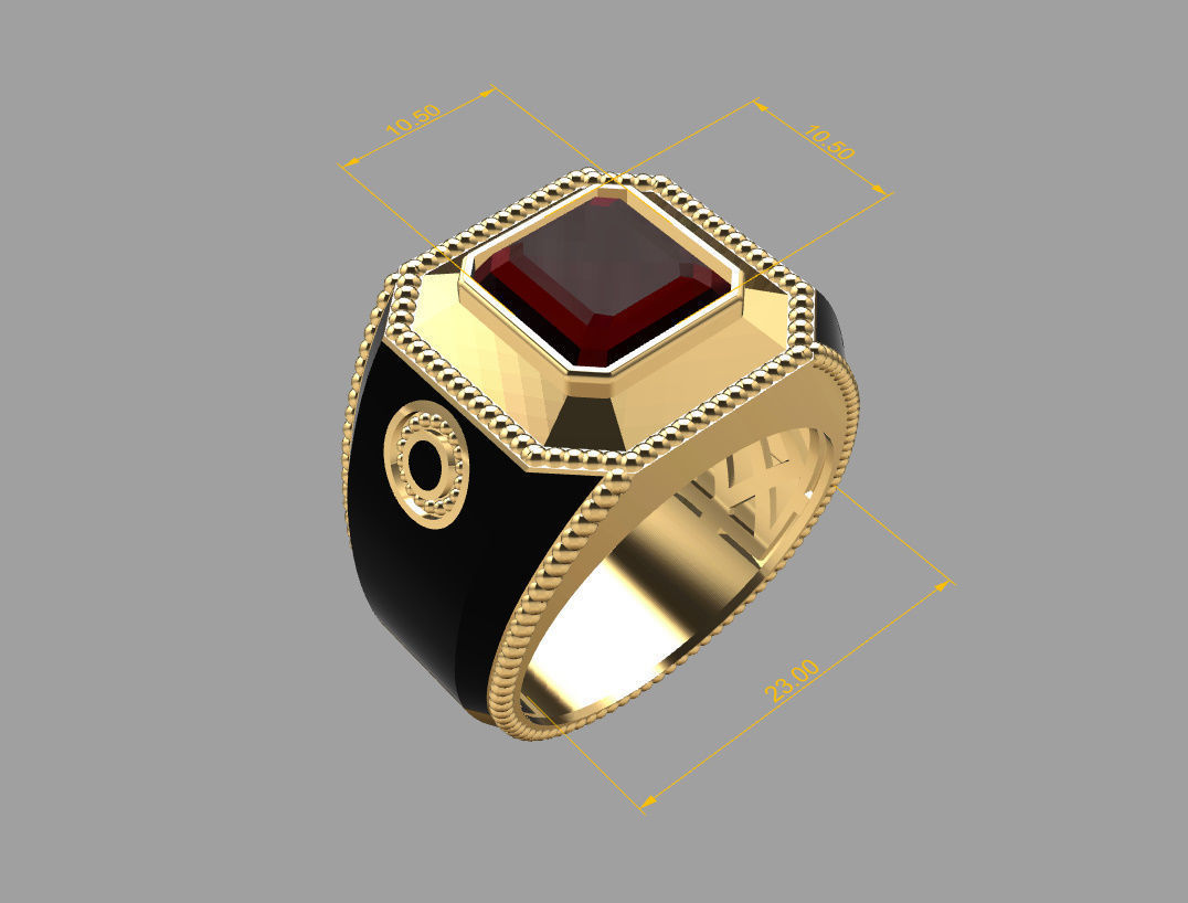 Ring with emerald stone 3D print model_29