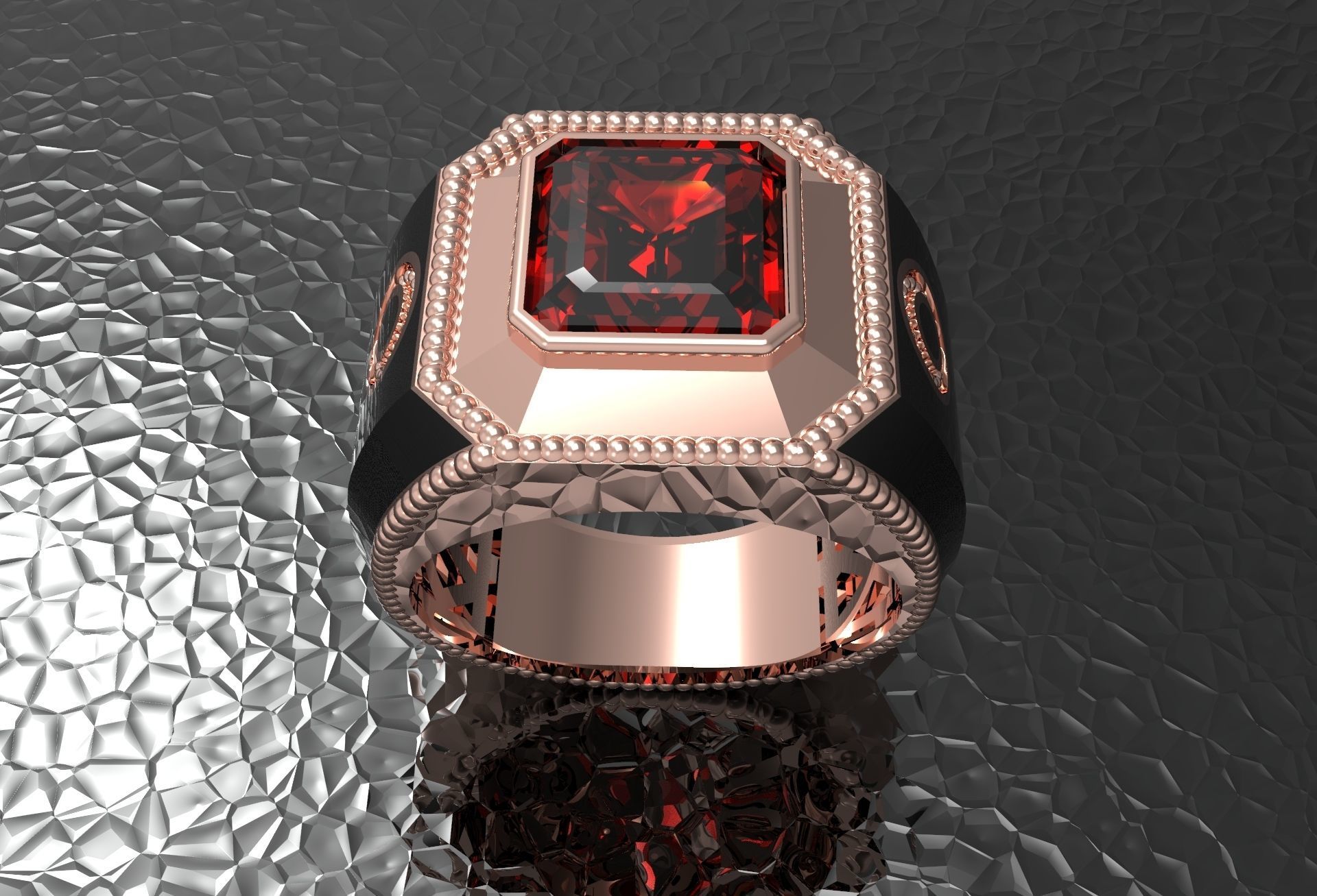 Ring with emerald stone 3D print model_2