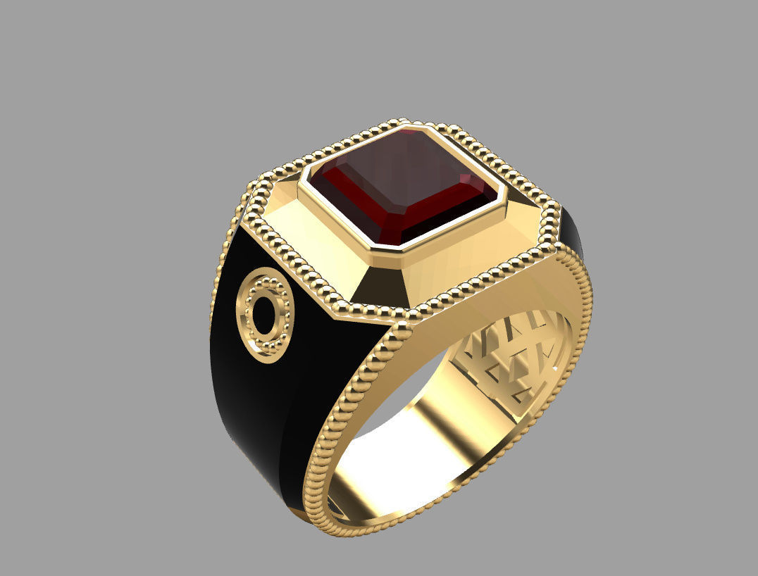 Ring with emerald stone 3D print model_9